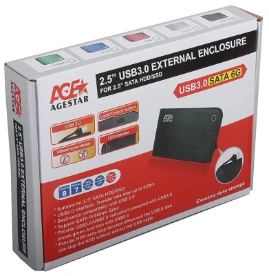 Коробка для HDD 2,5'' USB 3.0 AgeStar 3UB2A14 Black