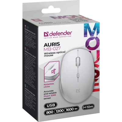 Мышь беспроводная Defender Auris MB-027 White (52028)