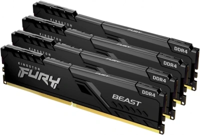Модуль памяти DDR4 64Gb (4x16Gb Kit) Kingston 3200 Fury Beast KF432C16BBK4/64